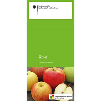 Abbild eines Flyers mit Produktinformationen über Äpfel