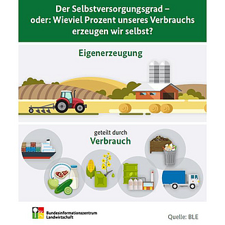 Infografik "Der Selbstversorgungsgrad - oder: Wie viel Prozent unseres Verbrauchs erzeugen wir selbst?"