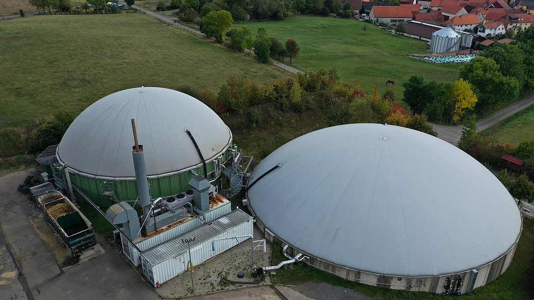 Luftbild einer Biogasanlage