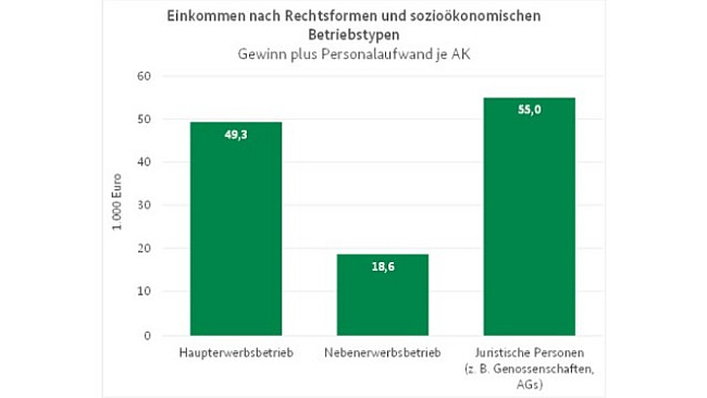 Grafik: Einkommen nach Rechtsformen und sozioökonomischen Betriebstypen