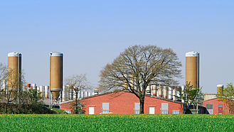 Agrarlandschaft mit Geflügelstall