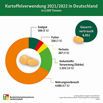 Infografik "Kartoffelverwendung 2021/22 in Deutschland"